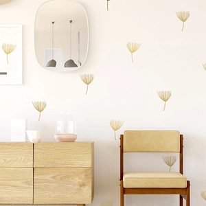 Stickers muraux modernes de feuilles de ginkgo jaune doré pour salon et décoration