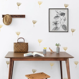 Stickers muraux feuilles de ginkgo dorées pour salon et chambre décoration DIY