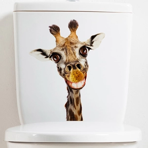 Funny giraffe wall sticker for bathroom toilet decoration self adhesive vinyl decal