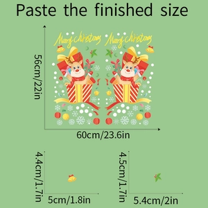 Detailed size guide for Christmas reindeer wall stickers with festive holiday dimensions