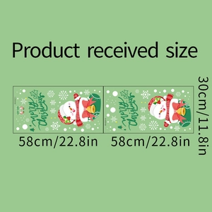 Detailed view of Christmas snowman window stickers with specific size dimensions
