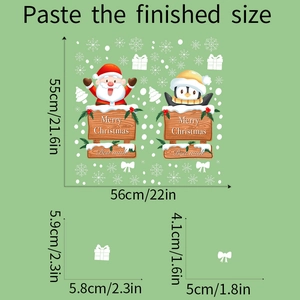 Detailed view of Christmas wall decals showing Santa, penguin, and size dimensions