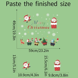 Detailliertes Maßlayout für Weihnachts-Wandtattoos mit Weihnachtsmann- und Rentier-Motiven