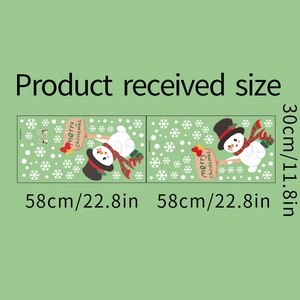 Detail view of Christmas snowman wall decals with measurements 30x58cm per sheet
