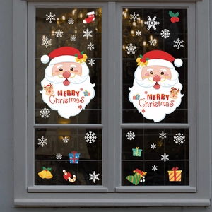 Christmas window stickers set featuring Santa Claus snowflakes and Merry Christmas lettering