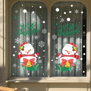 Christmas snowman window stickers with snowflake decals for festive glass decoration