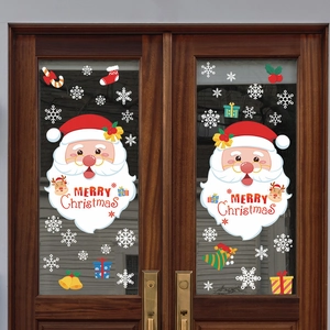 Christmas Santa and reindeer self-adhesive wall stickers for living room decor