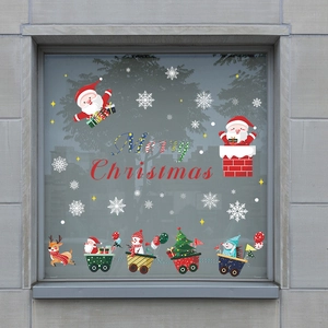 Frohe Weihnachten Fensteraufkleber-Set mit Weihnachtsmann und Rentier für Glasdekoration