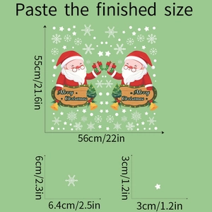 Detailed size guide for Santa Claus and snowflake Christmas window static stickers