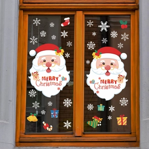 Christmas Santa Claus and snowflake wall stickers for living room window decoration