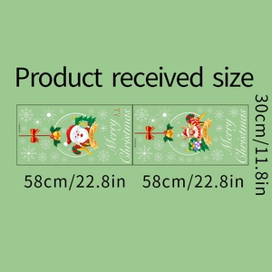 Detailed view of 58x30cm PVC Christmas wall stickers set with Santa and reindeer