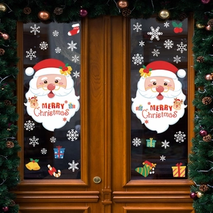 Christmas Santa Claus and snowflake self-adhesive wall stickers for living room glass decor