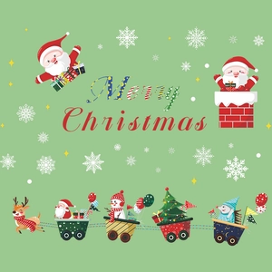 Detailansicht der Weihnachts-Wandtattoos mit Weihnachtsmann, Rentierzug und Merry Christmas