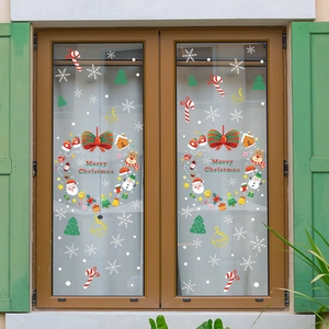 Christmas window static stickers with Santa, reindeer and snowman for holiday decoration