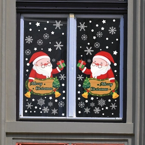 Christmas Santa Claus and snowflake static window clings for holiday glass decoration