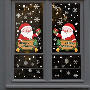 Christmas Santa Claus and snowflake static window clings set for festive glass decoration
