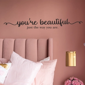Inspirational 'You're beautiful' vinyl wall decal for bedroom or living room decoration