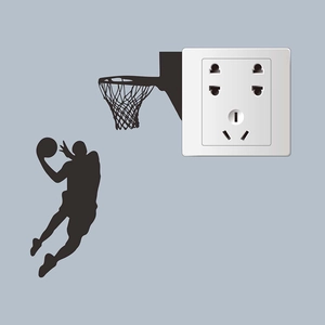 Creative black silhouette basketball dunk wall sticker for light switch decoration