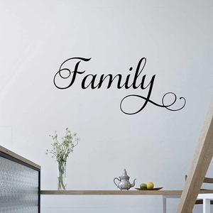 Autocollant Mural en PVC Avec Citations Artistiques Family Décalcomanie Noire Minimaliste Moderne pour Salon Chambre Bureau