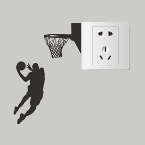 Creative basketball slam dunk wall sticker silhouette for light switch decoration