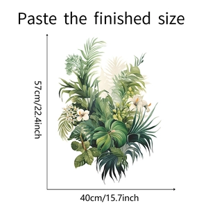 Détail de stickers muraux plantes tropicales avec feuilles de palmier et lis 57x40cm