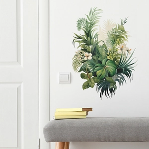 Stickers muraux nordiques plantes vertes tropicales avec feuilles de palmier et monstera