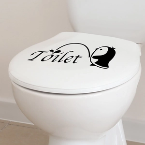 Kreativer Pinguin-WC-Aufkleber mit schwarzem Toilet-Schriftzug für die Badezimmer-Deko