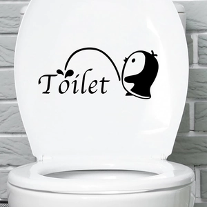 Kreativer Cartoon Pinguin Toilettenaufkleber PVC Wasserdicht Wandtattoo Für Badezimmer Home Decor Schwarz DIY Art Toilette Schild