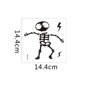 Cartoon alien skull wall sticker with lightning bolts and KG108 model dimensions