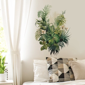Stickers muraux nordiques feuilles tropicales vertes avec monstera pour déco chambre