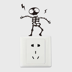 Cartoon electric shock alien wall sticker for light switch decoration in black PVC