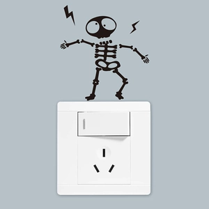 Creative Cartoon Skeleton Electric Shock Wall Sticker PVC Removable Socket Switch Decoration Decal Fun Home Decor