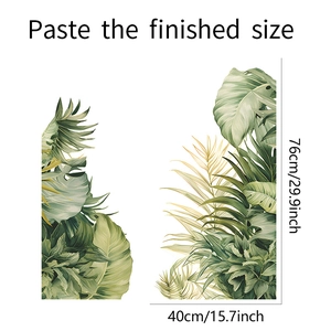 Produktabmessungen für Wandsticker mit grünen und goldenen Blättern, Größe 40cm x 76cm
