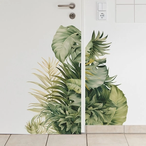 Wandsticker mit tropischen Monstera und Palmblättern für Schlafzimmer Deko