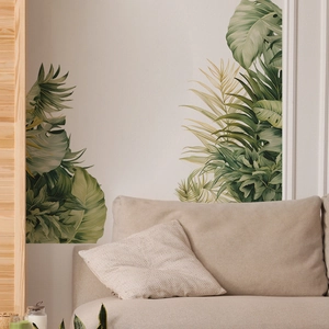 Tropische Monstera Wandsticker für Wohnzimmer Hintergrunddekoration Wandtattoo Grün