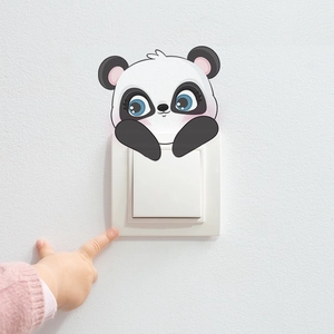 Cute panda cartoon wall sticker for light switch decoration in minimalist living room