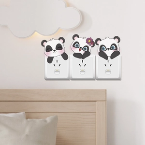 Cute Cartoon Panda Switch Stickers Animal Wall Decals PVC Waterproof Decorative Home Wall Art For Living Room Bedroom