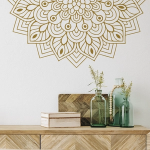 Sticker Mural Mandala Or Bohème Ethnique PVC Autocollant Décalcomanie pour Salon Chambre à Coucher Décoration de Maison