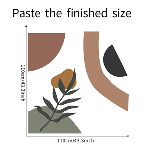 Abstract geometric wall sticker dimensions showing 110cm size for living room decor