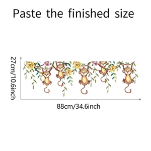 Sticker mural singe pour chambre d'enfant avec dimensions de 88cm x 27cm