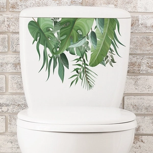 Stickers muraux feuilles tropicales monstera pour décoration de réservoir de WC