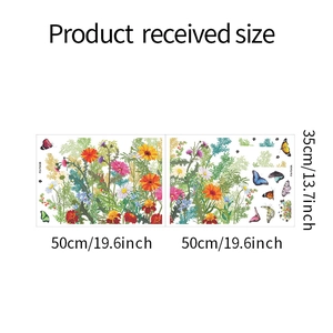 Détails des stickers muraux fleurs de tournesol et papillons avec dimensions incluses