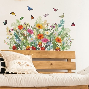 Stickers muraux floraux avec papillons colorés pour la décoration et l'embellissement