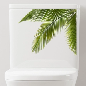 Monstera Leaf Toilet Seat Sticker Waterproof Green Plant PVC Wall Decal For Bathroom Restroom Decoration Modern Minimalist