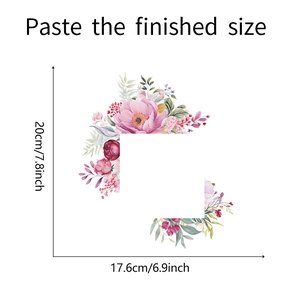 Détail du sticker mural pivoine rose indiquant les dimensions 20 cm par 17,6 cm