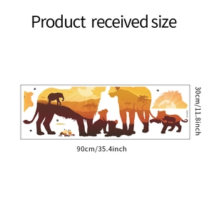 Detail view of African wild animal silhouette wall stickers with 90x30cm dimensions