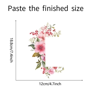 Pink flower wall sticker detail with finished dimensions 18.8cm by 12cm for home decor