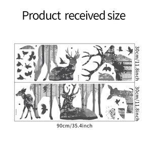 Détails du plan de pose des stickers muraux silhouettes de cerf de forêt 60x90cm