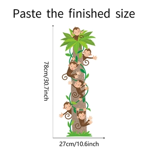 Detailed size specifications for cartoon monkey tree wall sticker showing 78cm height