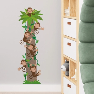 Cartoon monkey palm tree wall decals for nursery decor and children bedroom wall stickers